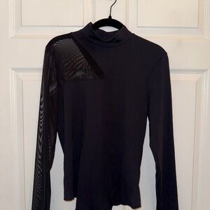 Abercrombie & Fitch Black Mesh Sleeve Bodysuit
